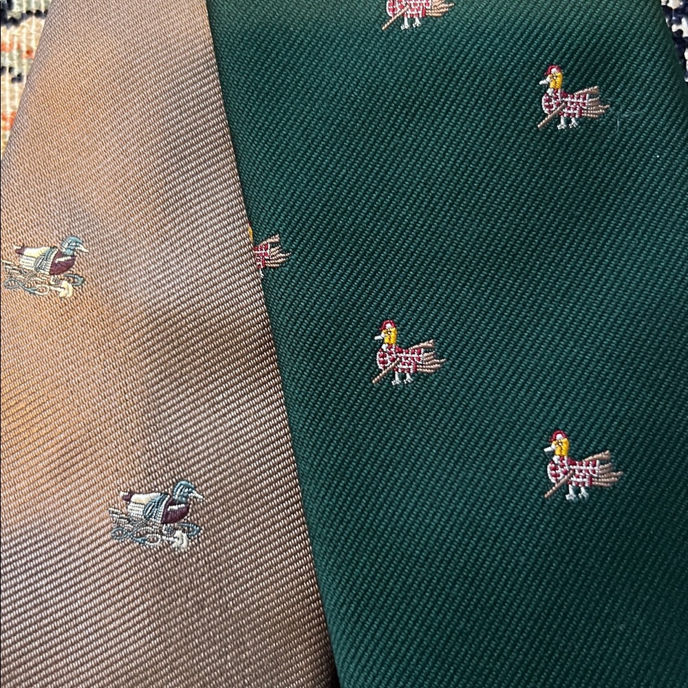 Two vintage hand fashioned duck ties from Bob Horsley’s Clothiers